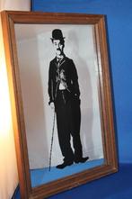 Spiegel Charlie Chaplin, in houten lijst. 33x23cm K6, Verzamelen, Film en Tv, Gebruikt, Ophalen of Verzenden