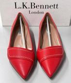 LK Bennett Polly Leather Contrast Stitch Flats schoen hak 37, Schoenen met lage hakken, Nieuw, Ophalen of Verzenden, Rood
