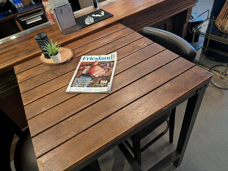 Hoge Bartafel - Binnen/Buiten - RVS Poten, Huis en Inrichting, Tafels | Statafels, Zo goed als nieuw, In hoogte verstelbaar, Ophalen