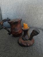 Vintage houten kan en kandelaar set, Ophalen of Verzenden, Overige materialen