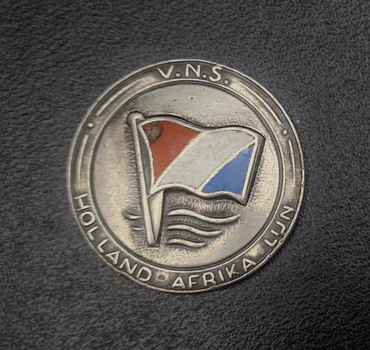 Oude Verzilverde penning V.N.S. Holland Afrika Lijn, Verzamelen, Scheepvaart, Gebruikt, Overige typen, Motorboot, Ophalen of Verzenden