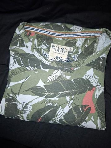 Pilot T-shirt XL - Bladerprint Groen/Wit - Zomer beschikbaar voor biedingen
