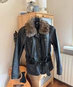 Leren jas met bontkraag, maat S., Kleding | Dames, Jassen | Winter, Ophalen of Verzenden, Zo goed als nieuw, Maat 36 (S), Zwart