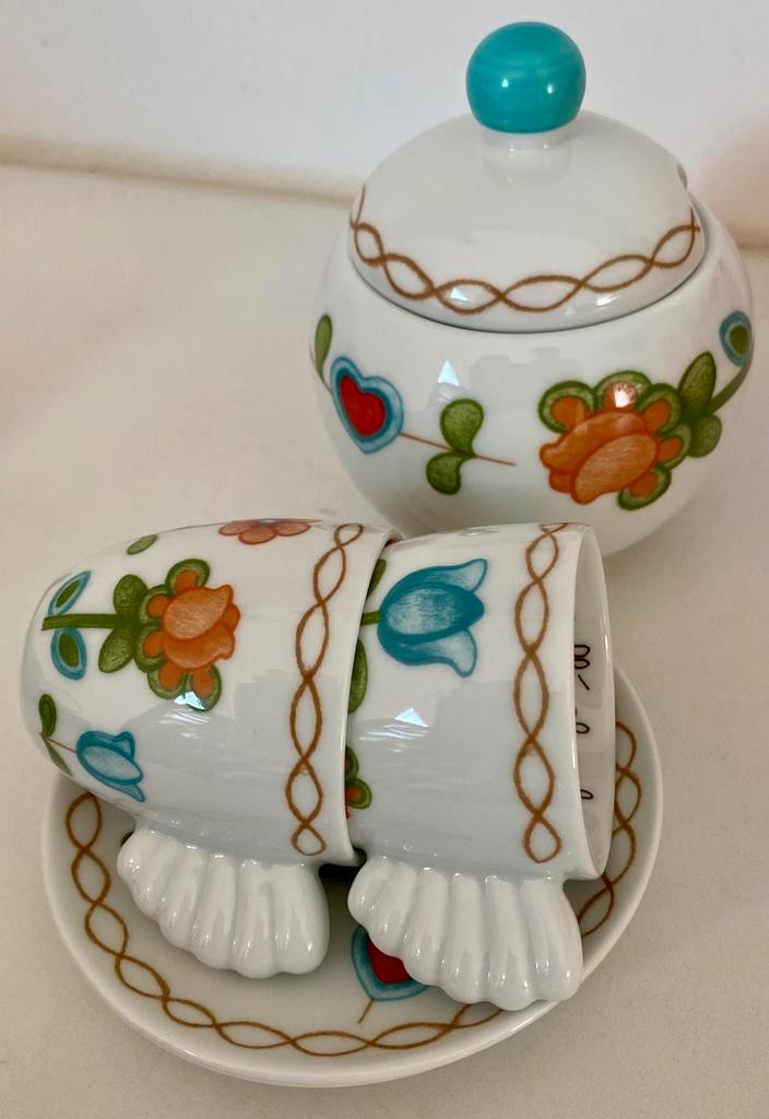 THUN  2 x koffie kopje met schotel en suikerpotje, Antiek en Kunst, Antiek | Servies compleet, Ophalen