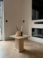 Travertin salontafel/bijzettafel, Huis en Inrichting, Tafels | Salontafels, Overige materialen, Minder dan 50 cm, Travertin japandi vintage marmeren natuursteen