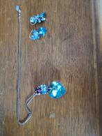 Zilveren ketting 60 cm met schitterende hanger en oorbellen, Ophalen, Zo goed als nieuw, Zilver, Ketting