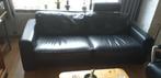 Zwart leren 3-zits bank en fauteuil, Montel Firelli, Huis en Inrichting, Ophalen, Driepersoons, 75 tot 100 cm, Zo goed als nieuw