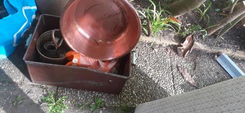 bloembak bloempot rechthoekig rood koper, Tuin en Terras, Bloembakken en Plantenbakken, Gebruikt, Metaal, Binnen, Balkon, Tuin