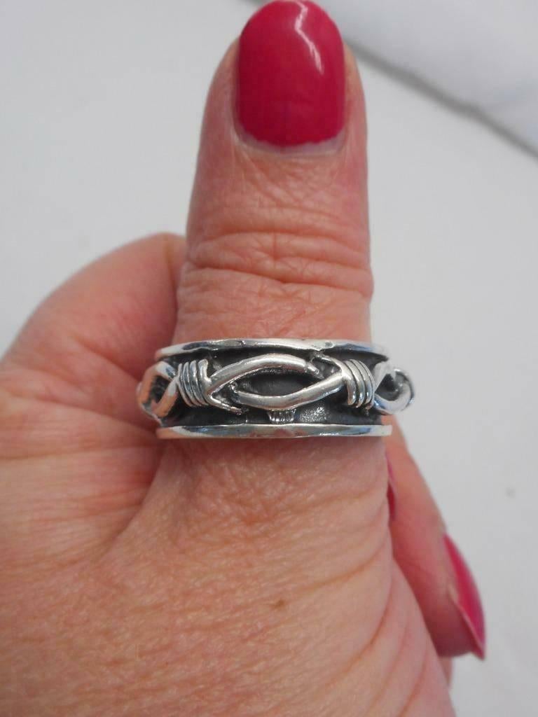 Zilveren unisex ring maat 20.75  nr.1783, 20 of groter, Verzenden, Zo goed als nieuw, Dame of Heer