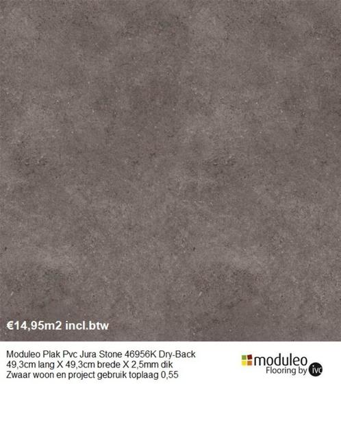Plak Pvc Moduleo Tegel Jura stone 46956 2,5mm 0,55 €14,95m2, Huis en Inrichting, Stoffering | Vloerbedekking, Nieuw, Laminaat