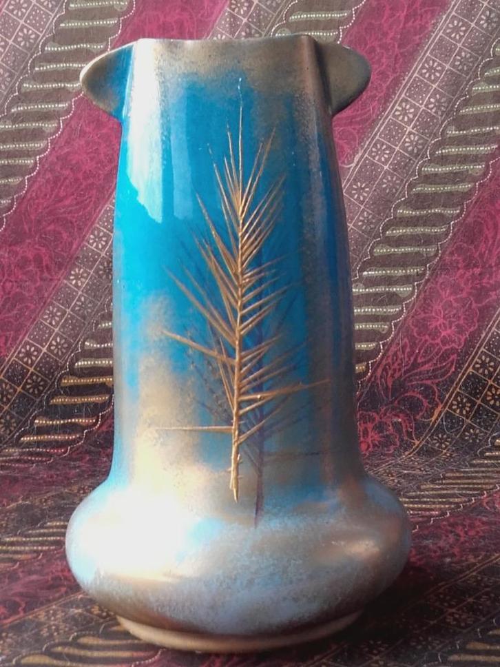 Zeldzame antieke Clement Massier vaas uit Frankrijk 23 cm., Antiek en Kunst, Antiek | Vazen, Ophalen of Verzenden