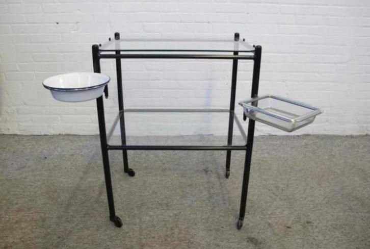Serveerwagen vintage medische ziekenhuis Side table trolley, Huis en Inrichting, Tafels | Sidetables, Ophalen of Verzenden