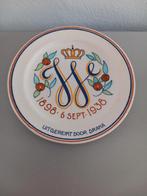 Jubileum bord Wilhelmina 1898-1938 + tegel, Ophalen