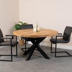 Ronde Mango Houten Eettafel - Industrieel Design, 100 tot 150 cm, Rond, Nieuw, Ophalen of Verzenden