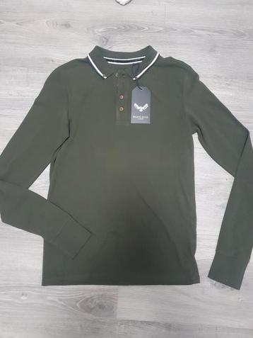 Groen khaki longsleeve polo shirt maat S beschikbaar voor biedingen