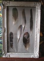 Brocante Vintage Zilver Lijstje met Veren 39,5 x 26, Ophalen of Verzenden