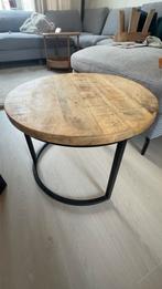 Ronde Salontafel Set van 2 - Mangohout, Huis en Inrichting, Tafels | Salontafels, Ophalen, Rond, 50 tot 100 cm, Zo goed als nieuw