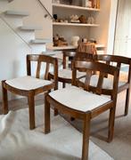 Vintage Pander Mid Century eetkamerstoelen / 4x rood 4x geel, Huis en Inrichting, Stoelen, Bruin, Ophalen of Verzenden, Zo goed als nieuw