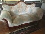 Antieke Mahonie Bank met Bloemmotief, Huis en Inrichting, Gebruikt, Tweepersoons, 75 tot 100 cm, Ophalen of Verzenden