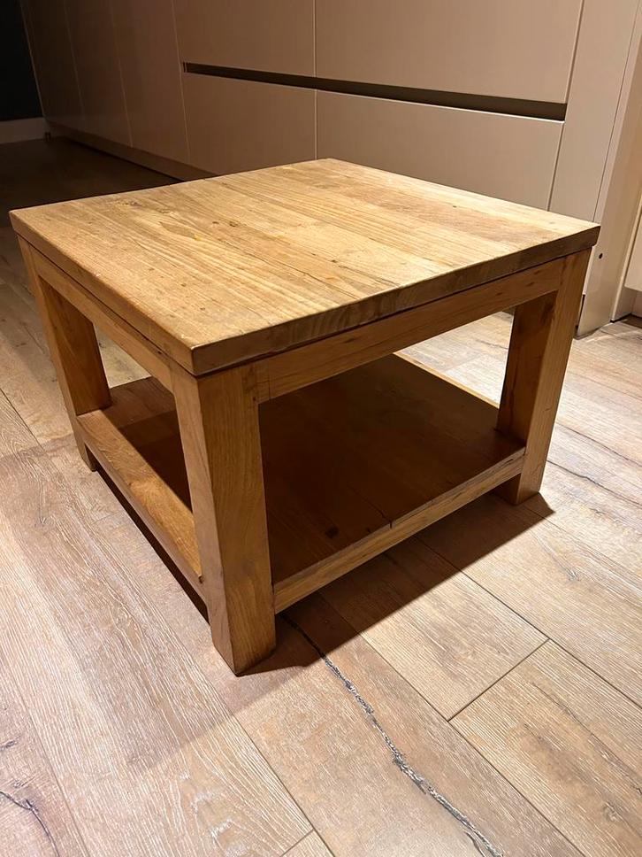 Twee teakhouten salontafels, Huis en Inrichting, Tafels | Salontafels, Gebruikt, Minder dan 50 cm, 50 tot 100 cm, 50 tot 100 cm