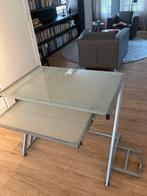 Computer, laptop tafel/ bureau, glas en staal, Ophalen