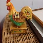 Handgesneden kleurrijke houten haan, Antiek en Kunst, Ophalen of Verzenden