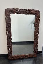 Oosterse Spiegel met handgestoken lijst Groot 90x58 Vintage, Minder dan 100 cm, Rechthoekig, Ophalen of Verzenden