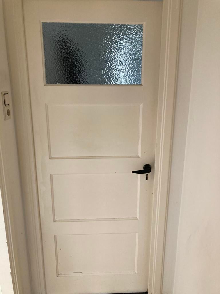 jaren 30/50 paneel deur, incl. beslag, Doe-het-zelf en Verbouw, Deuren en Horren, Ophalen, Gebruikt, Minder dan 80 cm, Binnendeur