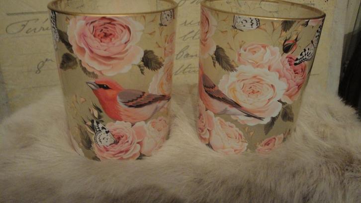 baroque windlichten mooie print met vogeltjes als afbeelding, Huis en Inrichting, Woonaccessoires | Vazen, Nieuw, Overige kleuren