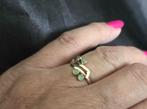 Gouden Vintage design ring met jade. 2025/576., ., Ophalen of Verzenden, Zo goed als nieuw, Met edelsteen