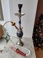 Traditionele waterpijp, shisha, hookah, galion zilver/blauw, Ophalen of Verzenden, Zo goed als nieuw, (Water)pijp