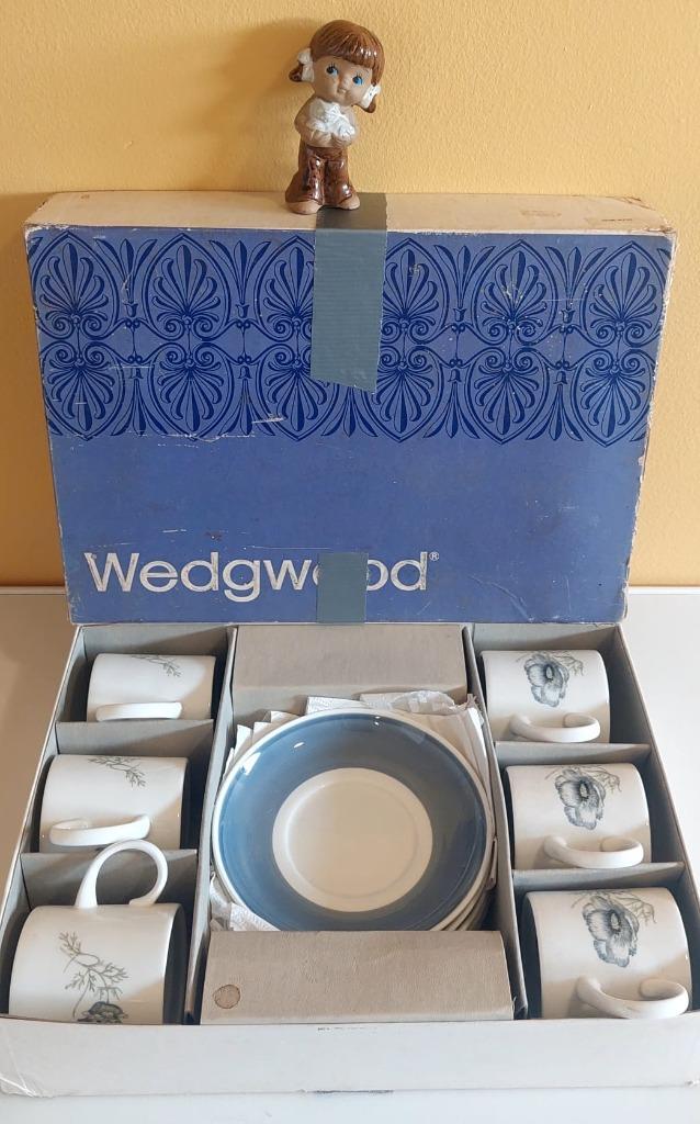6 vintage Wedgwood kop en schotels  Susie Cooper 1972 1997, Huis en Inrichting, Keuken | Servies, Zo goed als nieuw, Kop(pen) en/of Schotel(s)