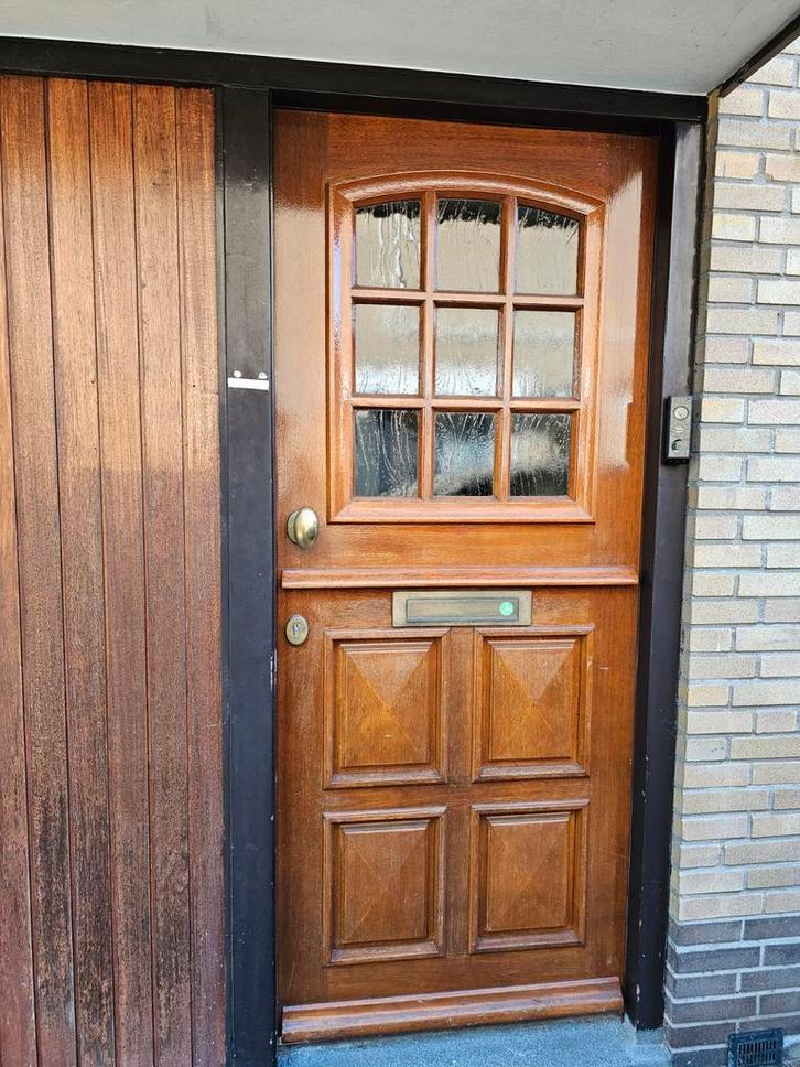 GERESERVEERD Houten buitendeur met glas, Doe-het-zelf en Verbouw, Deuren en Horren, Gebruikt, Buitendeur, 200 tot 215 cm, 80 tot 100 cm