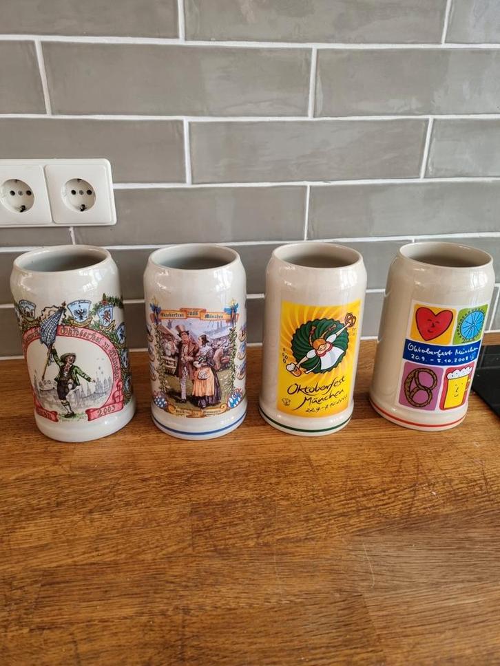 4 bierpullen Oktoberfest 2003 2006 2007 2008 collectors item, Verzamelen, Biermerken, Nieuw, Overige merken, Ophalen of Verzenden