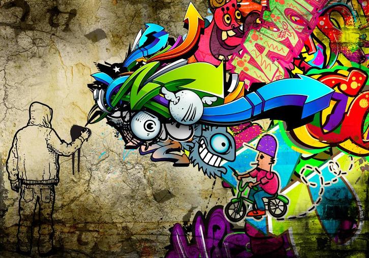 155 Colors Graffiti Vlies Fotobehang 350x250cm in 3 maten, Huis en Inrichting, Woonaccessoires | Wanddecoraties, Nieuw, Ophalen of Verzenden