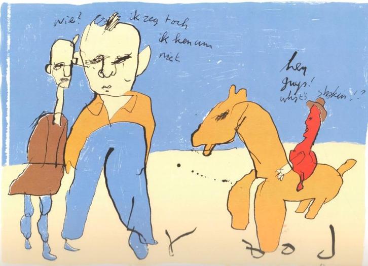 HERMAN BROOD Reproductie HEY GUYS!, Antiek en Kunst, Kunst | Litho's en Zeefdrukken, Ophalen of Verzenden