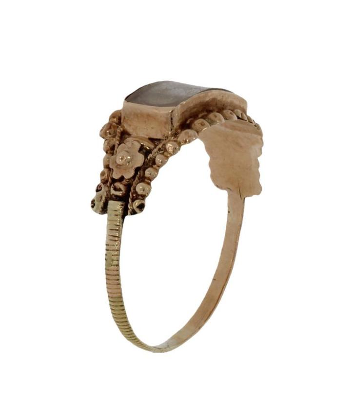Memorie antieke 14k gouden rouw dames ring 19e eeuws, Sieraden, Tassen en Uiterlijk, Antieke sieraden, Ring, Goud, Met edelsteen