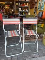 2 vintage jaren 70 klapstoeltjes bruin oranje, Overige materialen, ?, Zo goed als nieuw, Inklapbaar