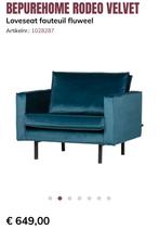 Loveseat velours velvet / fluweel fauteuil Be Pure nu 125,-, Ophalen of Verzenden, Zo goed als nieuw, 75 tot 100 cm
