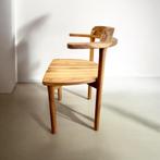 Retro massief houten stoel met armleuning in brutalist stijl, Ophalen