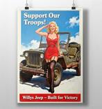 Willys Jeep sexy Pin Up Propaganda Poster, Verzamelen, Militaria | Tweede Wereldoorlog, Verzenden, Nederland, Foto of Poster