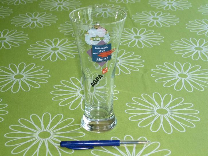 De Koninck - Agfa bierglas - Tetterode druk met kleur, Verzamelen, Biermerken, Zo goed als nieuw, Glas of Glazen, De Koninck, Ophalen of Verzenden