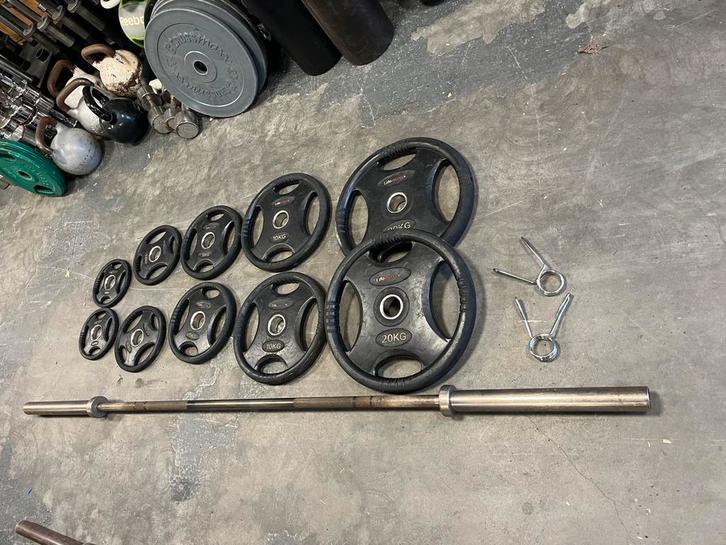 Lifenaxx olympische halter schijven met stang, Sport en Fitness, Fitnessmaterialen, Gebruikt, Halterset, Ophalen