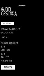 TICKET ADE audio obscura Malugi b3b Chloé Caillet b3b Salute, Tickets en Kaartjes, Evenementen en Festivals, Eén persoon