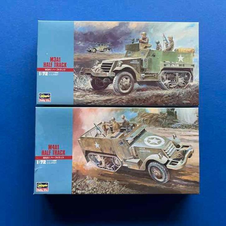 Hasegawa US M3 M4 Halftrack set 1/72 - 31106 - 31107, Hobby en Vrije tijd, Modelbouw | Auto's en Voertuigen, Nieuw, Tank, 1:32 tot 1:50