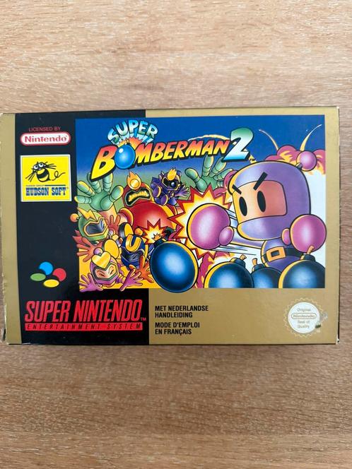 Super Bomberman 2 (PAL), Spelcomputers en Games, Games | Nintendo Super NES, Zo goed als nieuw, Vechten, 3 spelers of meer, Vanaf 7 jaar