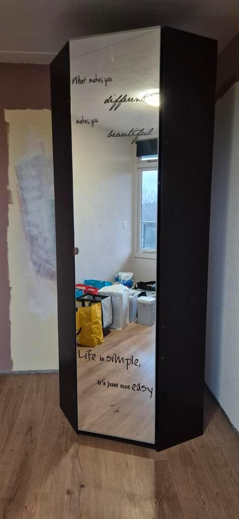 Zwarte Ikea pax hoekkast incl. Spiegeldeur, Huis en Inrichting, Kasten | Kledingkasten, Gebruikt, 200 cm of meer, 50 tot 100 cm