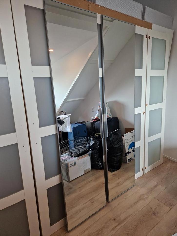 2 Ikea pax Spiegeldeuren & 1 Bergsbo Pax deur (50x195cm), Huis en Inrichting, Kasten | Kledingkasten, Gebruikt, 150 tot 200 cm