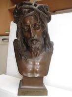 Antieke Jezus buste gesigneerd E Marioton 49cm massief brons, Antiek en Kunst, Kunst | Beelden en Houtsnijwerken, Ophalen
