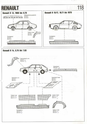 plaatwerk Renault 14 en renault 18 beschikbaar voor biedingen